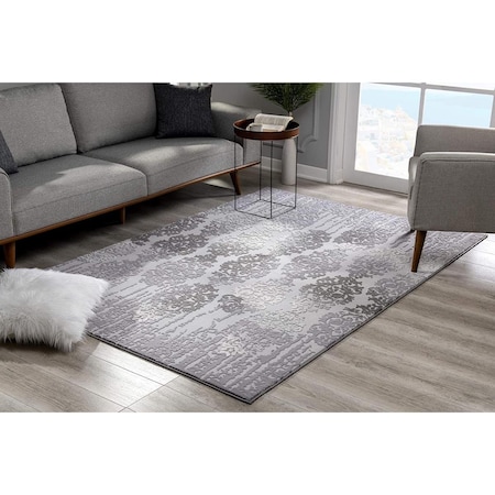 Palacedesigns 5 x 8 ft. Gray Dripping Damask Area Rug - Gray - 5 x 8 ft. PA3101487